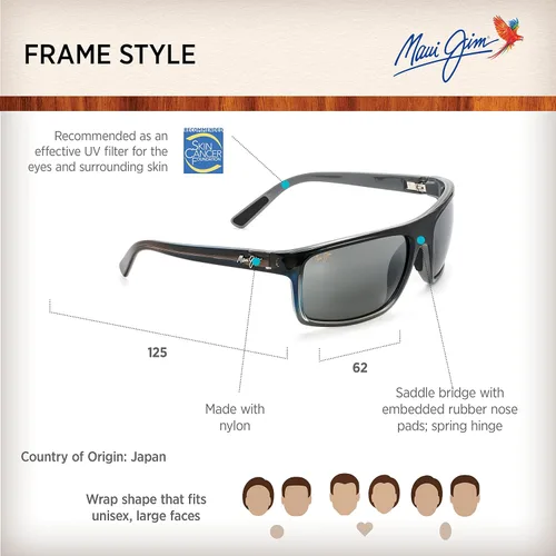 Vista 6 de Maui Jim Mens and Womens Byron Bay Polarized Wrap Sunglasses