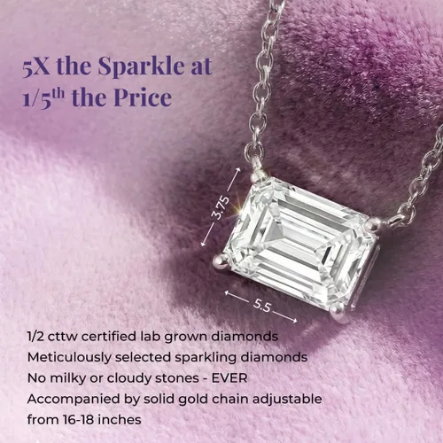 Vista 3 de La Joya 1/2-2 CT Lab Grown Diamond Necklace 14K White Gold Multi Shape Oro blanco
