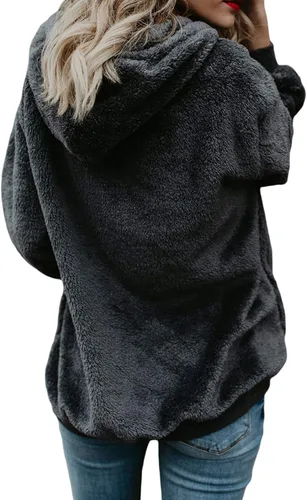 Vista 2 de Dokotoo - Sudadera con capucha para mujer, mullida, cálida, casual, holgada, con bolsillos, ropa de exterior, tallas S-XXL