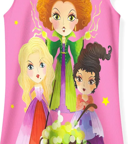 Vista 4 de Yannie Winifred Sarah Mary Sanderson - Vestido de hermana y niña ropa de bruja para niños camisa de manga corta con volantes