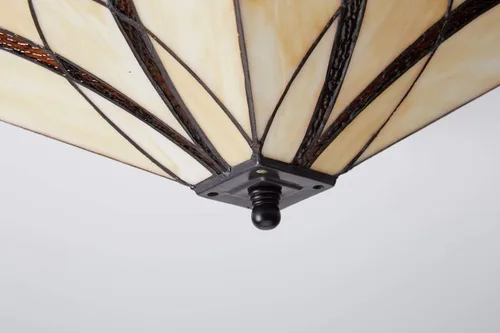Vista 5 de DIRYZON EUL Lámpara de techo semiempotrada estilo Tiffany de misión, diseño antiguo de latón con pantalla de vidrio artístico multicolor, 3 luces