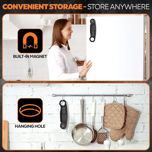 Vista 8 de Termómetro de comida de lectura instantánea recargable para carne, termómetro digital de cocina, termómetro de alimentos rápido y preciso