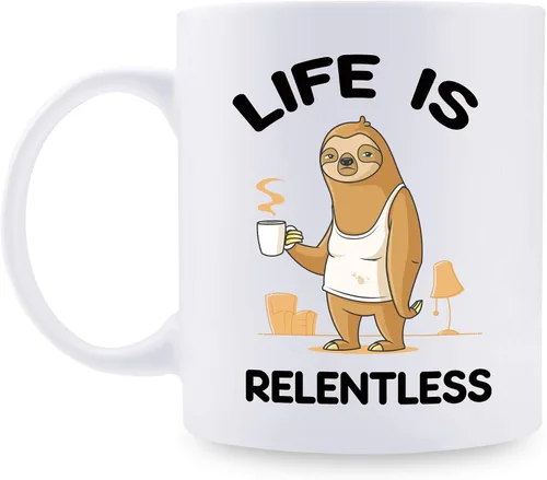 Vista 10 de aiyaya Taza de café con texto en inglés "Don't Hurry Be Happy Sloth - Bonita taza de café de perezoso de 11 onzas – Regalos de cumpleaños de Navidad