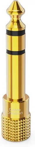 Vista 7 de CableCreation Adaptador de audio para auriculares de 1/4 a 1/8 pulgadas, 5 unidades, 0.250 in a 0.138 in macho a hembra TRS estéreo chapado en oro