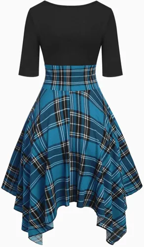 Vista 2 de EOPUING Vestidos de patinadora para mujer, vestido casual de verano con cordones, vestido plisado de cintura alta para niña de la escuela