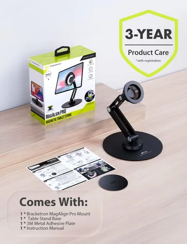 Vista 9 de Bracketron MagAlign PRO Soporte magnético para iPad, MagSafe, giratorio de 360° Soporte magnético para tablet con diseño de succión, base
