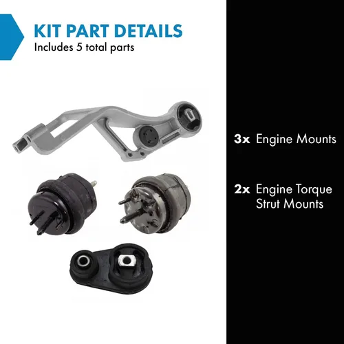 Vista 2 de TRQ Kit de montaje de motor de transmisión de motor de 5 piezas compatible con Ford Five Hundred Montego 6sp Auto AT 2005 - 2007