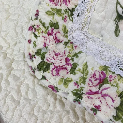 Vista 2 de USTIDE Alfombra rústica con diseño de rosas y flores, decoración del hogar, de algodón, con patrón de rosas rosadas, alfombra de baño lavable