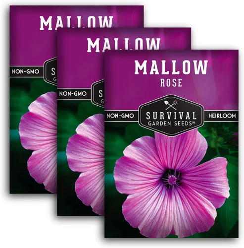 Vista 10 de Survival Garden Seeds - Semilla de malva rosa para plantar - Paquete con instrucciones para plantar y cultivar flores silvestres nativas