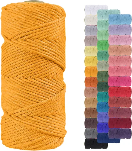 Vista 21 de Cordón de macramé de 0.079 pulgadas, cuerda de algodón natural de 109 yardas, hilo de cuerda de macramé para manualidades, ganchos de pared
