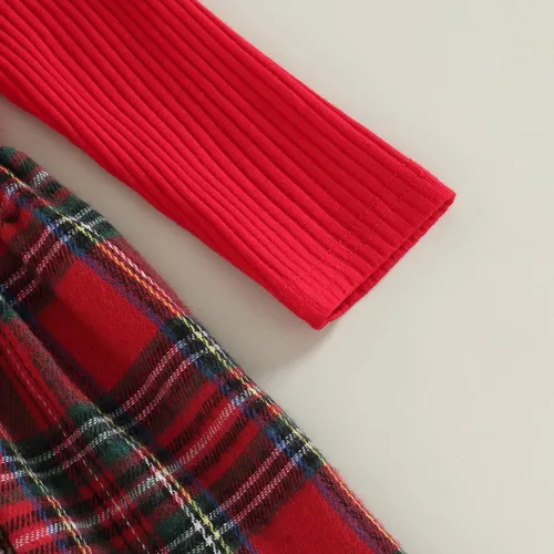 Vista 5 de Trajes de Navidad para niñas pequeñas, vestido de manga larga, falda vintage de encaje de una pieza, vestido de fiesta de terciopelo rojo, vestido