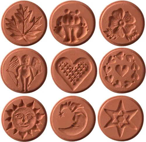 Vista 13 de JBK Pottery Sellos de Galletas de Terra Cotta para Hornear, Seguros para Horno y Lavavajillas - Cortador de Galletas, Moldeador, Prensa de Sellos