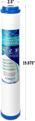 Vista 2 de Filtro de agua de carbón activado granular de cáscara de coco estándar para toda la casa, 20 x 2.5 pulgadas, se adapta a carcasas de 20 x 2.5