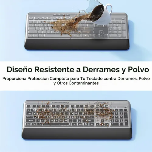 Vista 2 de KOPJIPPOM Silent Wireless Keyboard and Mouse Combo - Keyboard with Large Print Cover, 2.4GHz Full-Sized Ergonomic Keyboard with Wrist Rest and Mouse