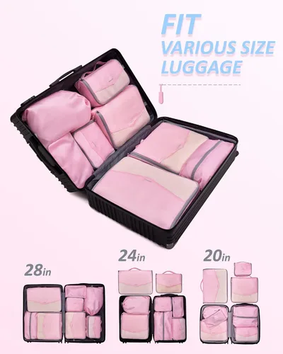 Vista 6 de BAGSMART Cubos de embalaje para maleta, juego de 6 cubos organizadores de equipaje de viaje, cubos de viaje ligeros con bolsa de lavandería, juego