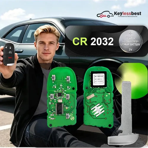 Vista 5 de Control remoto de entrada sin llave M3M-40821302 434MHz 4 botones de repuesto para Dodge Challenger Charger 2019-2021