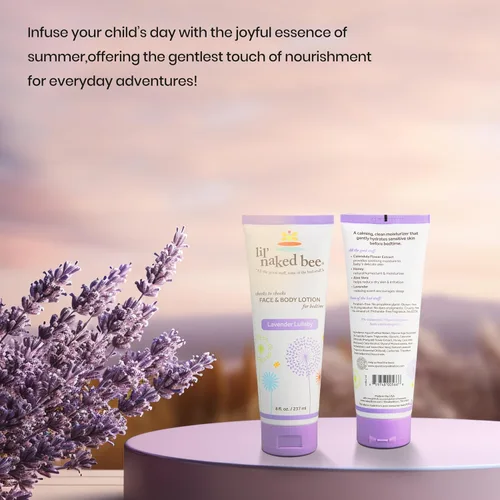 Vista 7 de Lil Naked Bee - Loción para bebés para niños (2.5 onzas), loción facial y corporal de mejillas de canción de cuna de lavanda para pieles sensibles