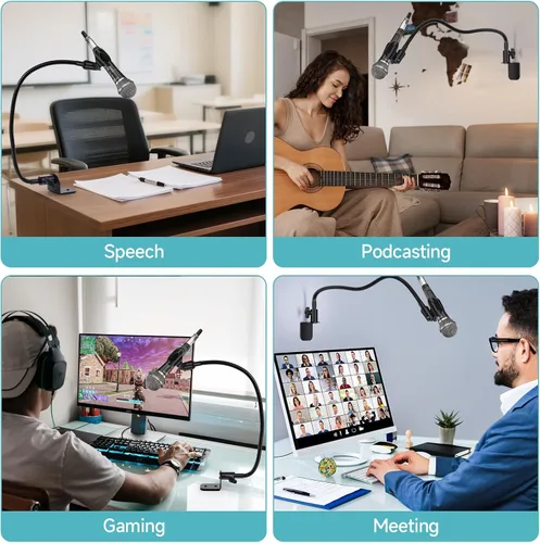 Vista 5 de Soporte de pared para micrófono flexible de alta calidad, soporte de pared para micrófono de escritorio con cuello de cisne, brazo de micrófono