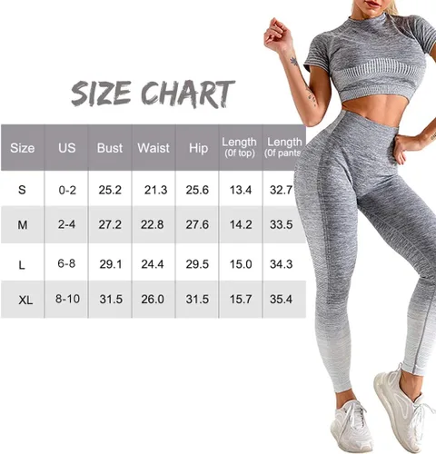 Vista 5 de FeelinGirl Conjuntos de entrenamiento de 2 piezas para mujer, sin mar, manga corta, trajes de yoga acanalados, leggings de cintura alta