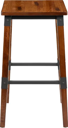 Vista 6 de Flash Furniture Jackson - Taburete de bar de madera industrial de nogal antiguo, 2