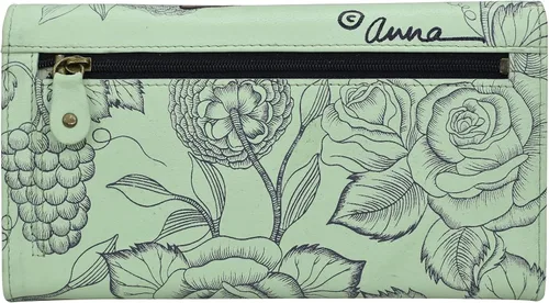 Vista 2 de Anna by Anuschka Cartera de embrague pintada a mano de cuero genuino para mujer