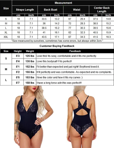 Vista 7 de Avidlove Body de lencería para mujer con broche en la entrepierna, babydoll de una pieza