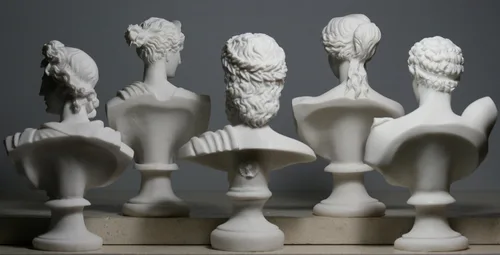 Vista 5 de greekartshop Conjunto 5 Busto Cabeza Dios Zeus Artemisa Afrodita Hermes Apolo Estatua Griega Romana Blanco