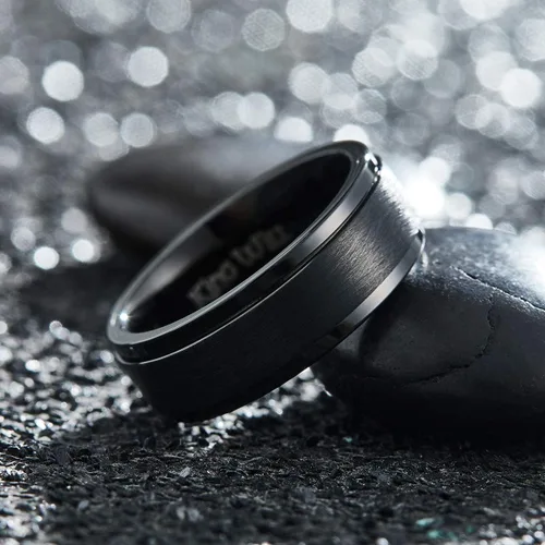 Vista 2 de King Will Anillo giratorio de acero inoxidable negro y plateado de 0.315 pulgadas para hombres y mujeres, para aliviar el estrés y la ansiedad