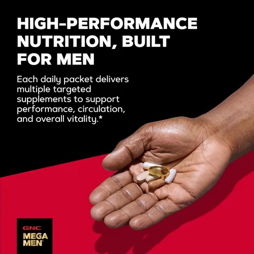 Vista 12 de GNC Mega Men Performance and Vitality Vitapak Program, nutrición completa conveniente, 5 productos en 1 paquete, circulación, flujo sanguíneo, salud