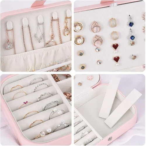Vista 4 de Joyero Homchen de viaje, caja para guardar las joyas, para collares, pendientes, anillos y pulseras