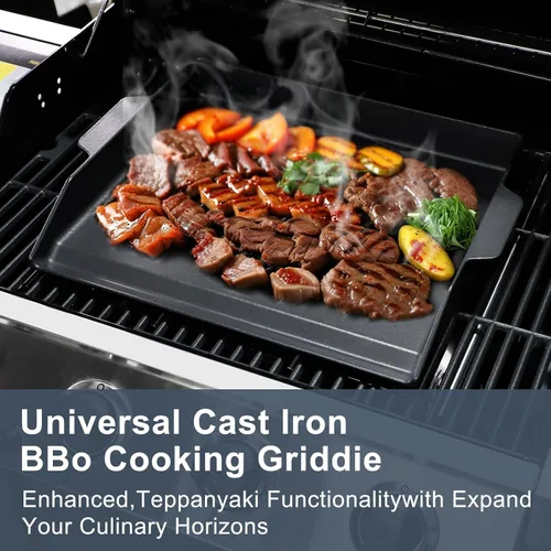 Vista 6 de Criditpid Plancha de hierro fundido para parrilla de gas, parrilla de cocina universal de placa plana para parrillas de carbón/estufas de gas