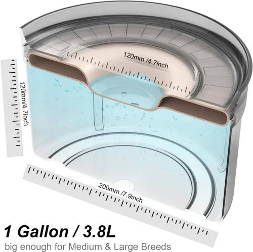 Vista 2 de Techphardo Tazón de Agua para Perros Sin Derrame de 1 Galón - 3.8L de Gran Capacidad, Libre de BPA, Diseño Anti-Salpicaduras y Anti-Desenterramiento