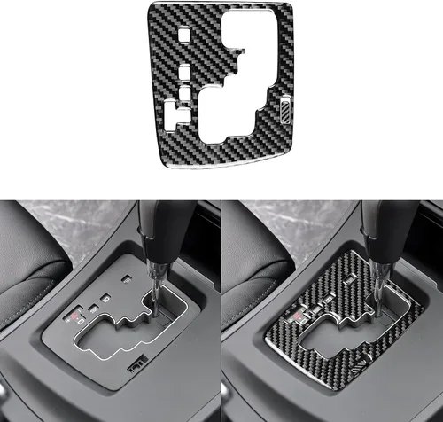 Vista 14 de Accesorios de fibra de carbono suave real para interior de coche, panel de cambio de marchas, cubierta de cenicero, calcomanía negra compatible