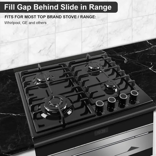 Vista 6 de Llenador de huecos para estufas de 15.7" a 28", kit de llenado trasero de cocina empotrable – Protector contra salpicaduras de acero inoxidable