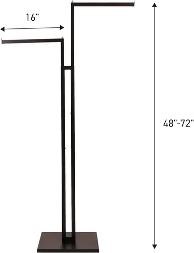 Vista 2 de SSWBasics Perchero de ropa ajustable de 2 vías negro con brazos rectos y detalles cromados, ajustable de 48 a 72 pulgadas, ideal para tiendas