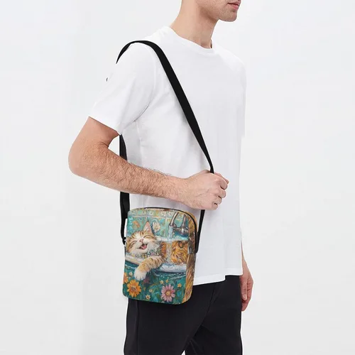 Vista 7 de Cartoon Cute Bathing Cat Vintage Bathtub messenger bags cross body bag for woman Casual Womens Purse Shoulder Handbag For Travel Adjustable Strap