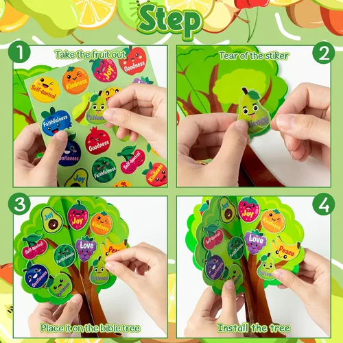 Vista 3 de Aginc Berry Juego de 16 recortes de árboles frutales de la Biblia, haz tu propio árbol de frutas con detalles bíblicos, árbol de frutas cristiano