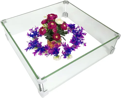 Vista 2 de FixtureDisplays® Protector de viento para hoguera de 20 x 20 pulgadas, cuadrado de 0.315 in de grosor, protector contra el viento para hogueras 997G