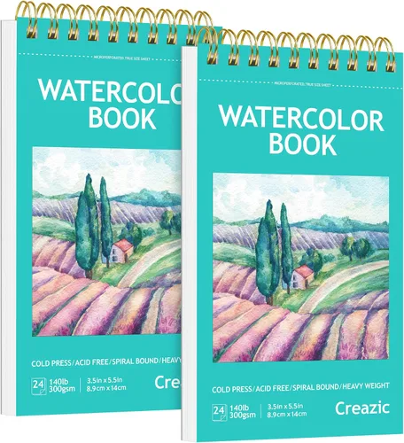 Vista 10 de Bloc de papel de acuarela de 9 x 12 pulgadas (140 libras/300 gsm) – Cuaderno de bocetos para artistas sin ácidos, papel pesado prensado en frío