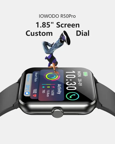 Vista 3 de Reloj inteligente, reloj inteligente HD de 1.85 pulgadas para hombres y mujeres (respuesta/hacer llamadas), reloj de fitness con frecuencia