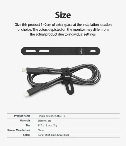 Vista 7 de Ringke Sujetacables de silicona [gestión de cables reutilizables] Organizador de cables flexible, longitud ajustable, clips de cable duraderos