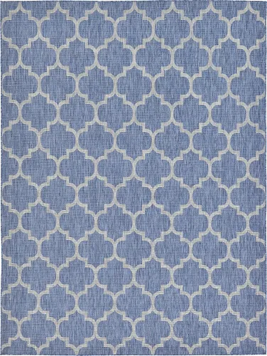 Vista 60 de Unique Loom Outdoor Trellis Collection Alfombra de Área (5' 1" x 8' Oval, Aguamarina/Gris)