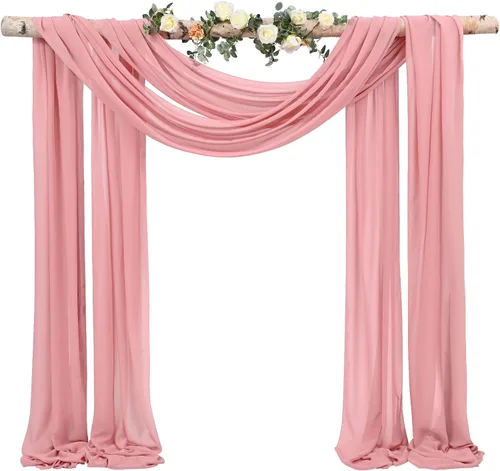 Vista 44 de Tela para Cubrir Arco de Boda, 4 Paneles 71 cm x 6,1 m Telas para Arco de Boda Azul Bebé para Ceremonia, Telas de Gasa para Decoración de Arco