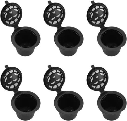 Vista 5 de 6 cápsulas de café de filtros de cápsulas, cestas de plástico y acero inoxidable, rellenables, cápsulas de café reutilizables, cápsulas