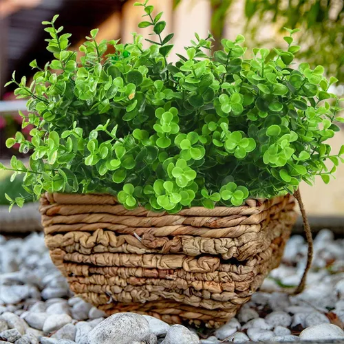 Vista 5 de Flores artificiales para exteriores, 8 paquetes de flores falsas resistentes a los rayos UV, flores sintéticas de plástico para exteriores, plantas