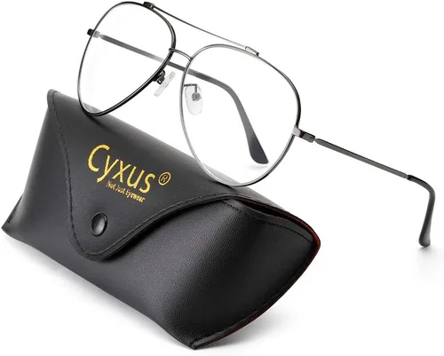 Vista 4 de Cyxus Davos French Ma-con Style Aviator Glasses Blue Light Blocking Eyeglasses for Computer UV Protection Anti Eyestrain 8805