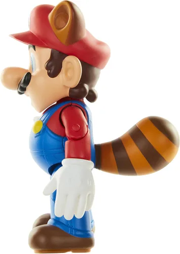 Vista 5 de Nintendo Super Mario Raccoon Mario Figura articulada de 4 pulgadas con accesorio de hojas