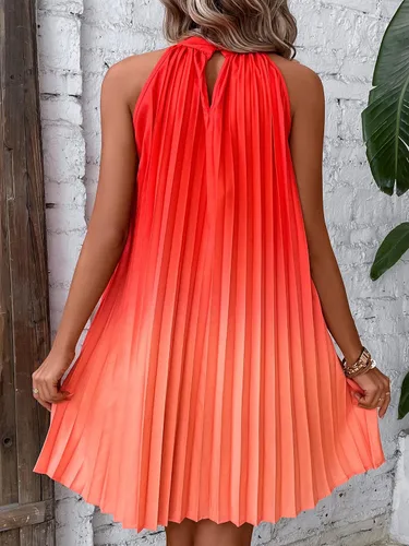 Vista 2 de Vestido de verano sin mangas con cuello halter y cinturón para mujer