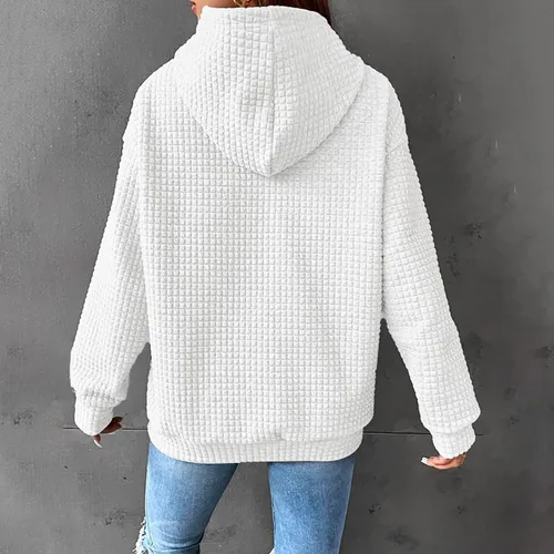Vista 4 de Sudadera casual con capucha para mujer, con bolsillo, cómoda y ligera, con cordón ajustable