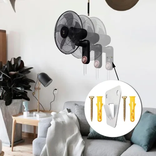 Vista 5 de Soportes de montaje para ventilador de pared, paquete de 2, plateado, acero, montaje en pared